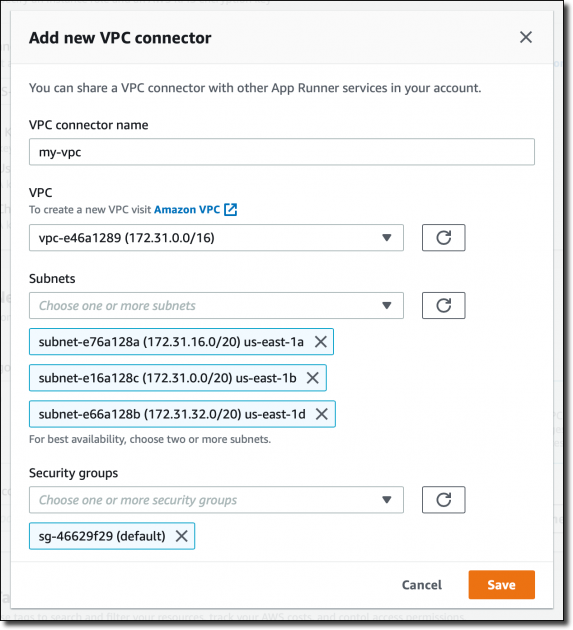 New for App Runner – VPC Support