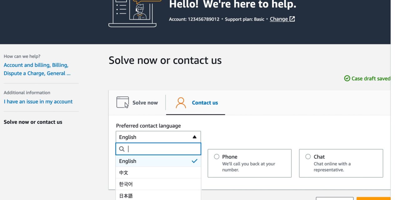 Choose Korean in AWS Support as Your Preferred Language