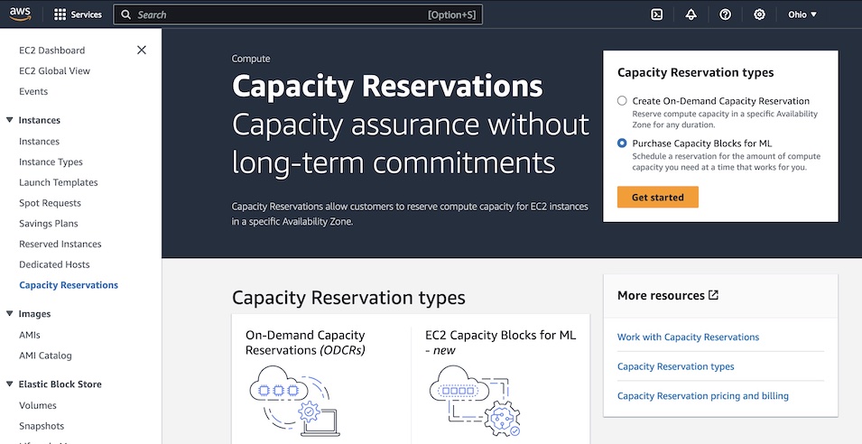 Announcing Amazon EC2 Capacity Blocks for ML to reserve GPU